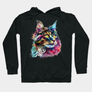 Maine Coon Cat Painting Colorfull Pop Art Design For Cat Onwer Hoodie